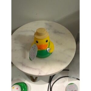 Rubber Duck Farmer with Hat and Green Overalls Bath Toy for Kids
